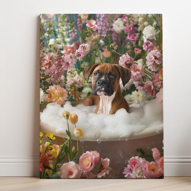 Boxer Art | Boxer Art Bathroom Canvas Print (Boxer Dog Art)