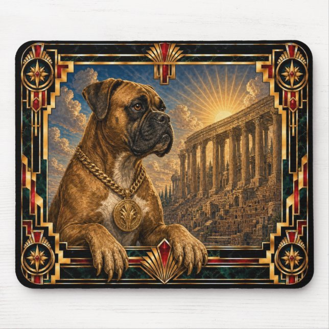 Boxer, Art Deco Dog Mouse Mat (Front)