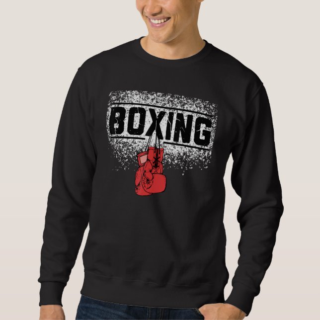 Boxer Artwork Boxing Gloves Boxing Text Sweatshirt (Front)