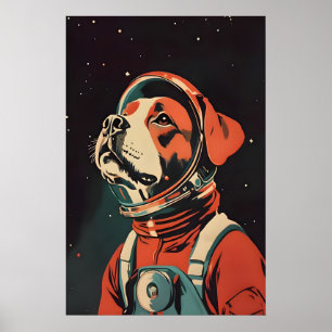 Boxer Astronaut Poster, Boxer Retro Print, Boxer Poster