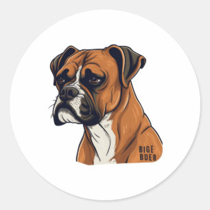 Boxer Bark Designs Punchy Graphic designs Classic Round Sticker