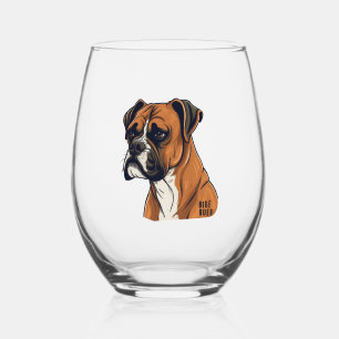 Boxer Bark Designs Punchy Graphic designs Stemless Wine Glass