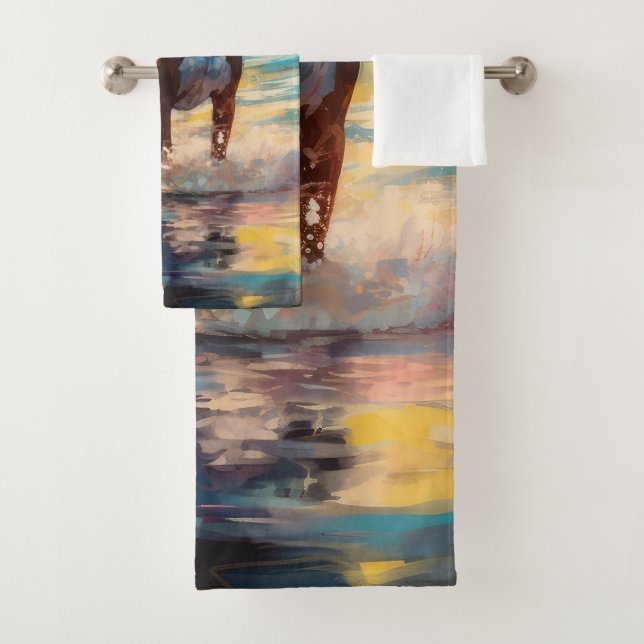 Boxer Beach Surfing Painting Bath Towel Set (Insitu)
