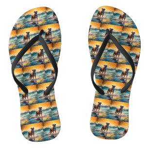Boxer Beach Surfing Painting Flip Flops