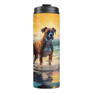 Boxer Beach Surfing Painting Thermal Tumbler