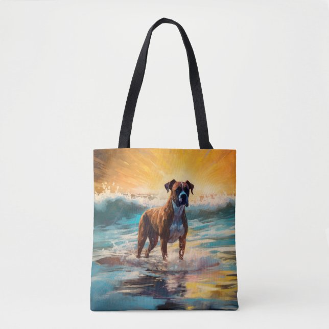 Boxer Beach Surfing Painting Tote Bag (Front)