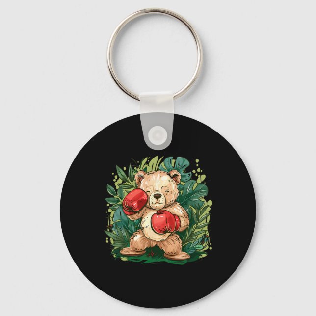 Boxer Bear With Boxing Gloves Kickboxing Funny Box Key Ring (Front)