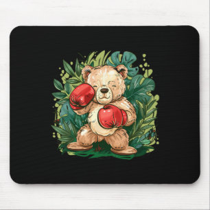 Boxer Bear With Boxing Gloves Kickboxing Funny Box Mouse Mat