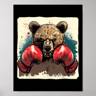 Boxer Bear With Boxing Gloves Kickboxing Funny Box Poster
