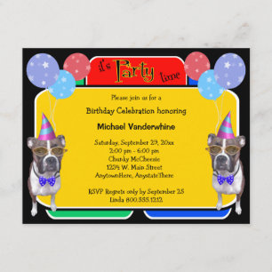 Boxer Birthday Barker Invitation