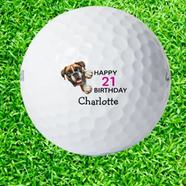 Boxer Birthday Loving Golfers Golf Balls (Celebrate your boxer’s birthday with personalized golf balls for loving golfers. )