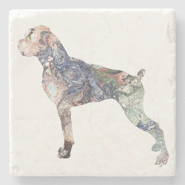 Boxer, Boxer Dog Stone Coaster (Front)