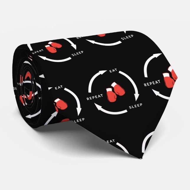 Boxer Boxing Eat Sleep Repeat Sports Fan Saying Tie (Rolled)