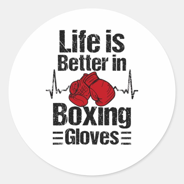 Boxer Boxing Gloves Boxing Match Martial Arts Classic Round Sticker (Front)