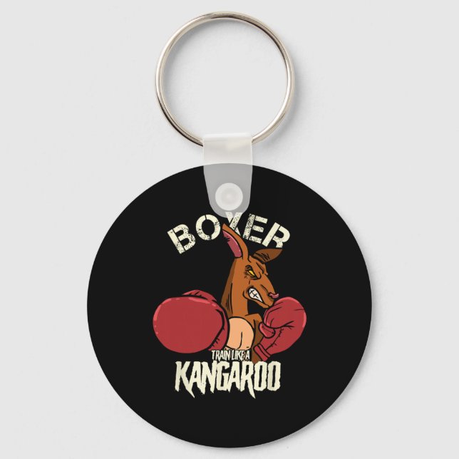 Boxer Boxing Kickboxing Train Like A Kangaroo  Key Ring (Front)