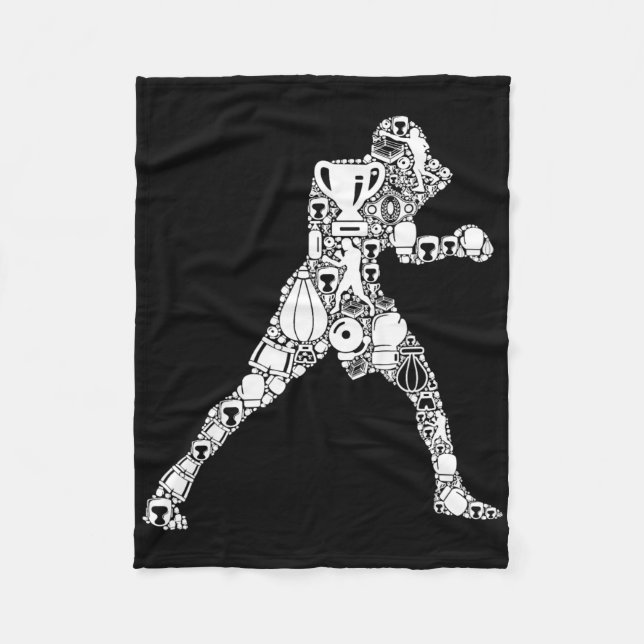 Boxer Boxing Men Kids Boys  Fleece Blanket (Front)