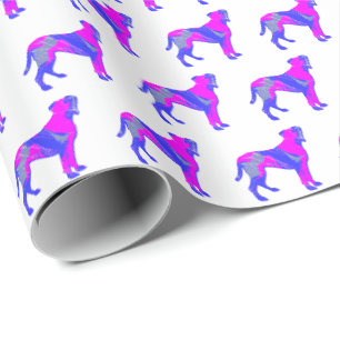 Boxer Breed Dog Silhouette P&B White Gift Wrapping Paper