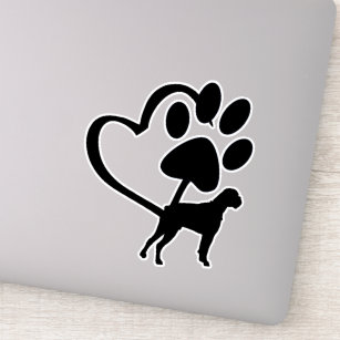 Boxer Breed Silhouette Paw Heart