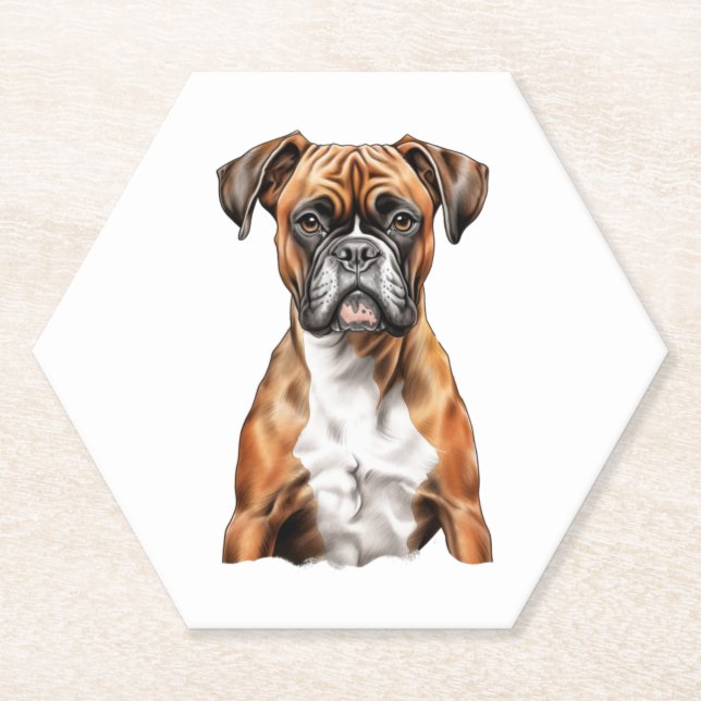 Boxer Buddies Cute Dog Designs for Loyal Boxer Paper Coaster (Front)