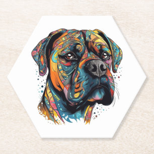 Boxer Buddies Playful Pup File Summary Digital Paper Coaster