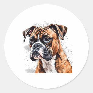 Boxer Buddy Portable Photo-Realistic Dog design Classic Round Sticker