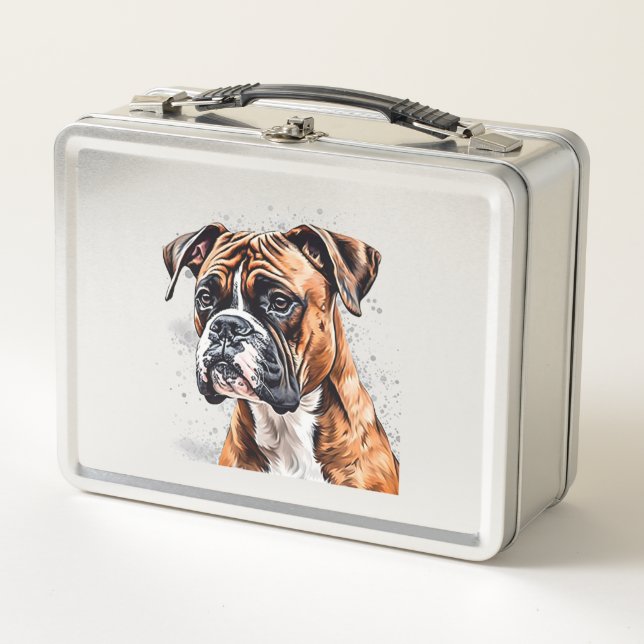 Boxer Buddy Portable Photo-Realistic Dog design Metal Lunch Box (Front)