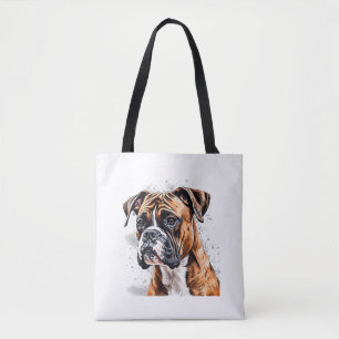 Boxer Buddy Portable Photo-Realistic Dog design Tote Bag