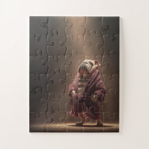 Boxer Bulldog in Robe Jigsaw Puzzle