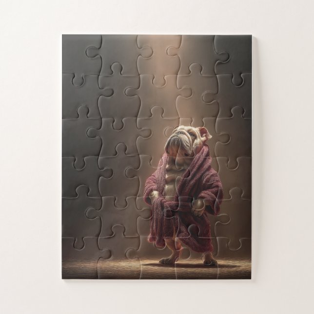 Boxer Bulldog in Robe Jigsaw Puzzle (Vertical)