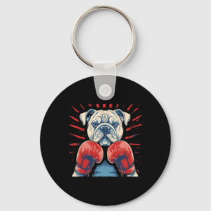 Boxer Bulldog With Boxing Gloves Kickboxing Funny Key Ring