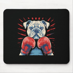 Boxer Bulldog With Boxing Gloves Kickboxing Funny Mouse Mat