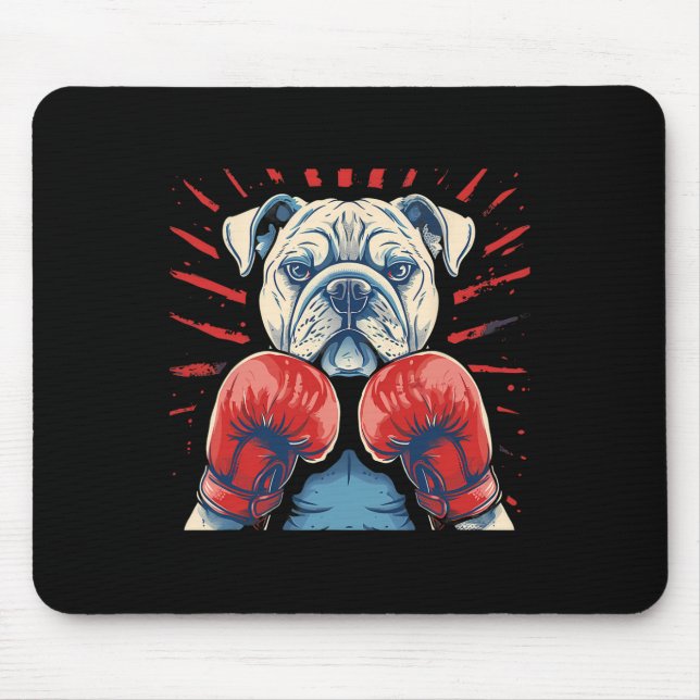 Boxer Bulldog With Boxing Gloves Kickboxing Funny  Mouse Mat (Front)