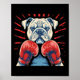 Boxer Bulldog With Boxing Gloves Kickboxing Funny Poster