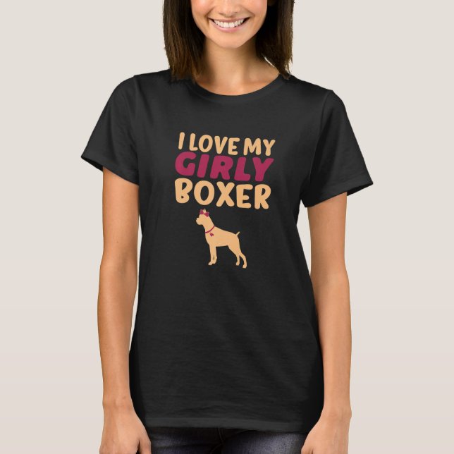 Boxer Canine Pet Funny Girl Dog Pup Gender Reveal  T-Shirt (Front)