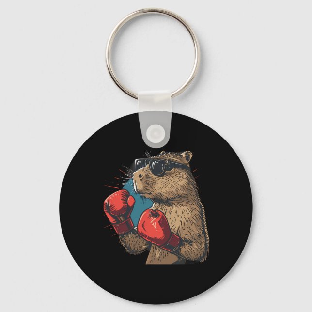 Boxer Capyra With Boxing Gloves Kickboxing Funny B Key Ring (Front)