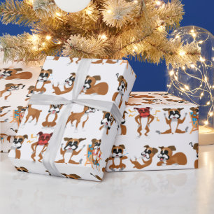 Boxer Cartoon Funny Seamless Wrapping Paper