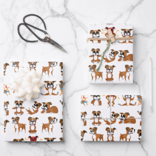 Boxer Cartoon Funny Seamless Wrapping Paper Sheet