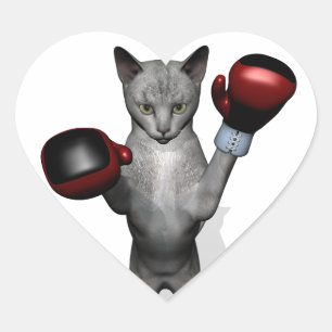 Boxer Cat Heart Sticker