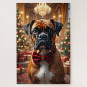 Boxer Christmas Art Jigsaw Puzzle