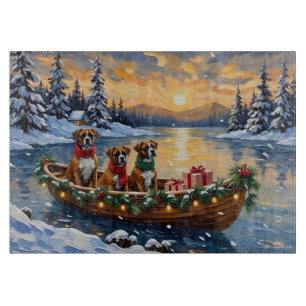 Boxer Christmas Boat Holiday Cutting Board