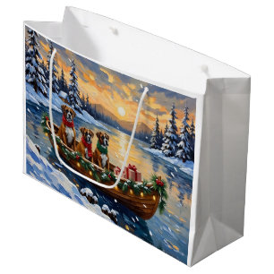 Boxer Christmas Boat Holiday Large Gift Bag