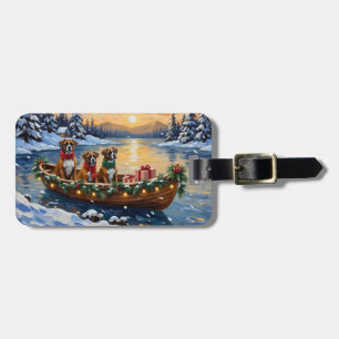 Boxer Christmas Boat Holiday Luggage Tag
