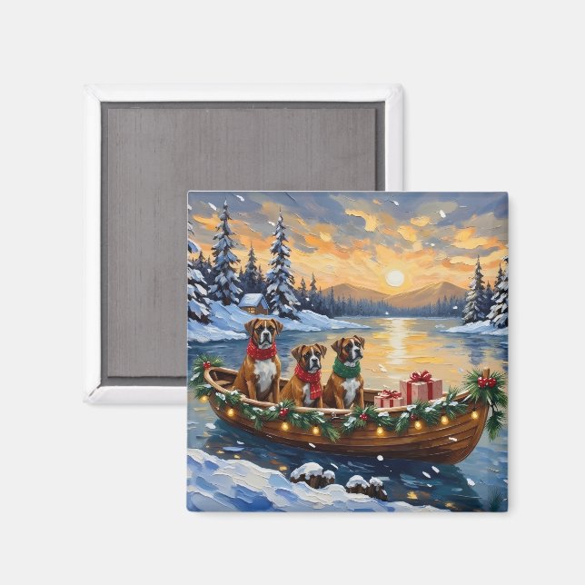 Boxer Christmas Boat Holiday Magnet (Front/Back)