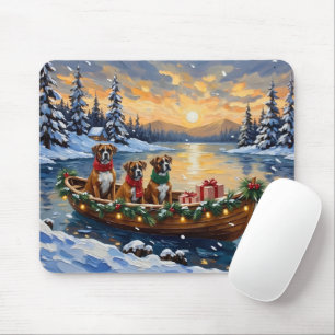 Boxer Christmas Boat Holiday Mouse Mat