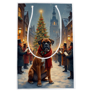 Boxer Christmas Carolers Art Medium Gift Bag