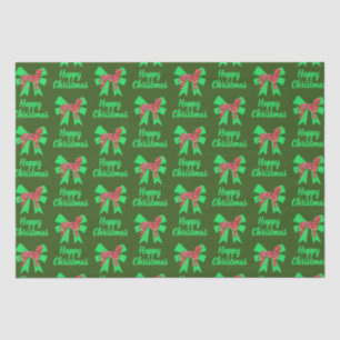 Boxer Christmas Dog & Green Bow Green Tissue Paper
