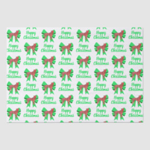 Boxer Christmas Dog & Green Bow White Tissue Paper