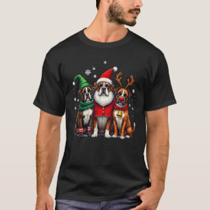 Boxer Christmas Dogs Funny Santa Reindeer Elf Holi T-Shirt