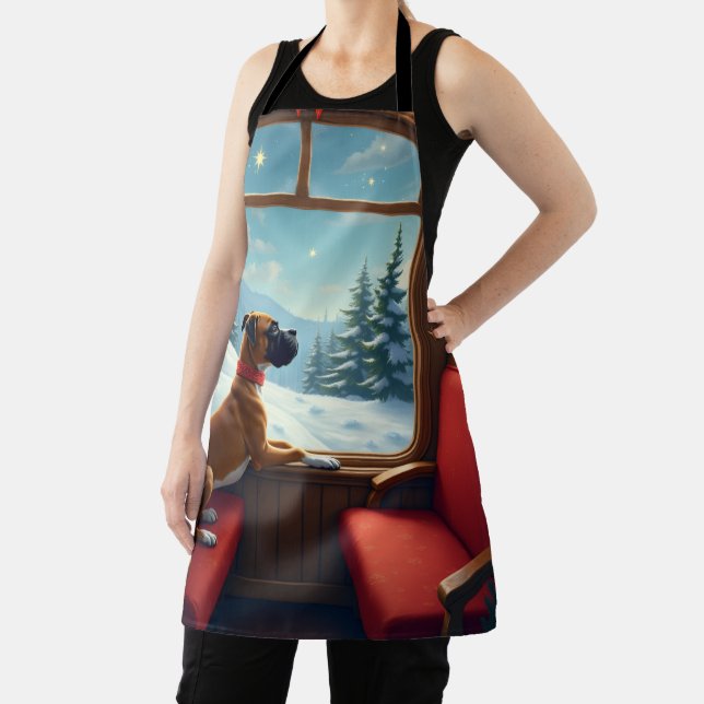 Boxer Christmas Eve Train Ride Painting Apron (Insitu)