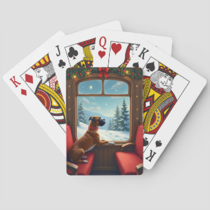 Boxer Christmas Eve Train Ride Painting Playing Cards
